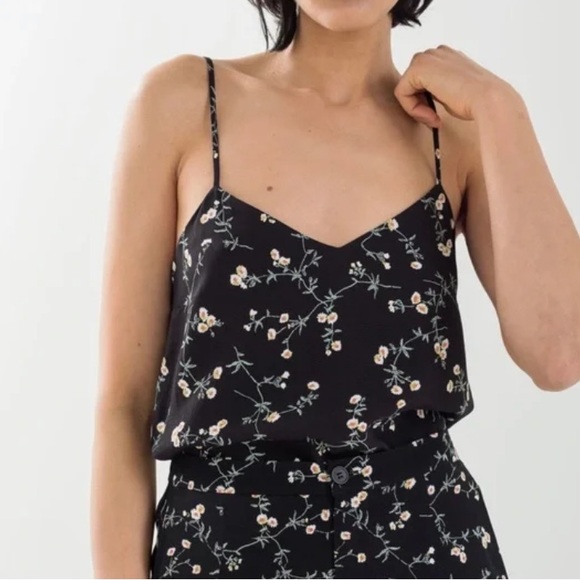 & Other Stories 2 floral black cami tank top - Picture 2 of 2